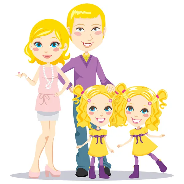 Blond posh familj — Stock vektor