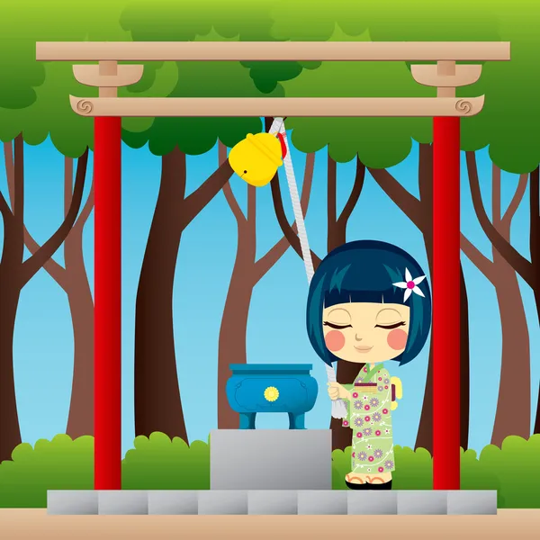 Японська дівчина молитися — стоковий вектор