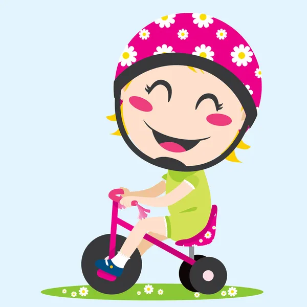 Fille tricycle — Image vectorielle