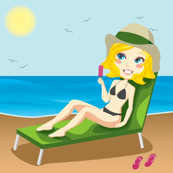Sunbathing Blond — Stock Vector