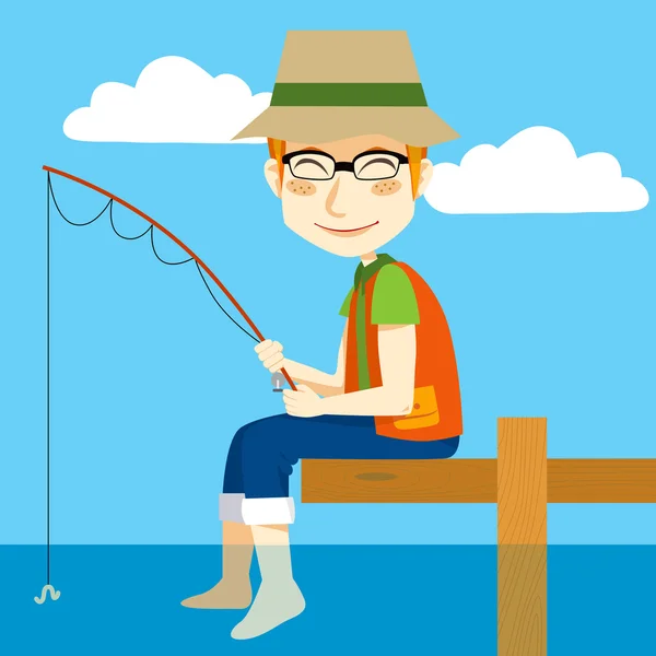 Pescador feliz — Vetor de Stock