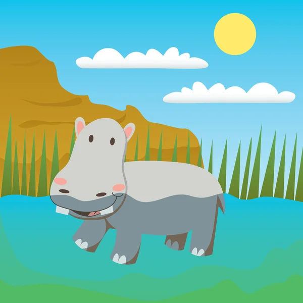 Simning hippo — Stock vektor