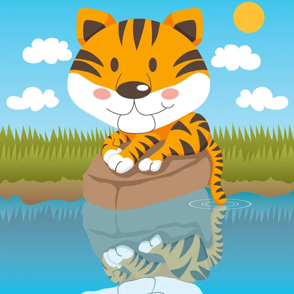Relaxed Tiger — Stock Vector