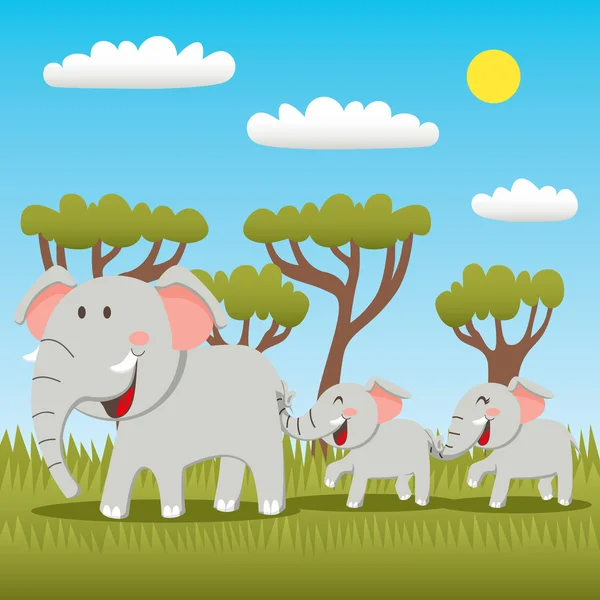 Famille des éléphants — Image vectorielle