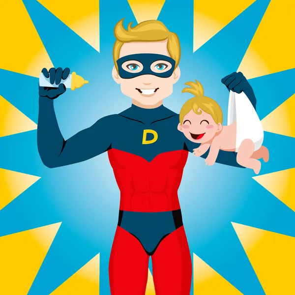 Super héroe papá — Vector de stock
