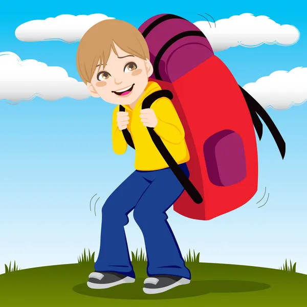 Рюкзак хлопчик — стоковий вектор