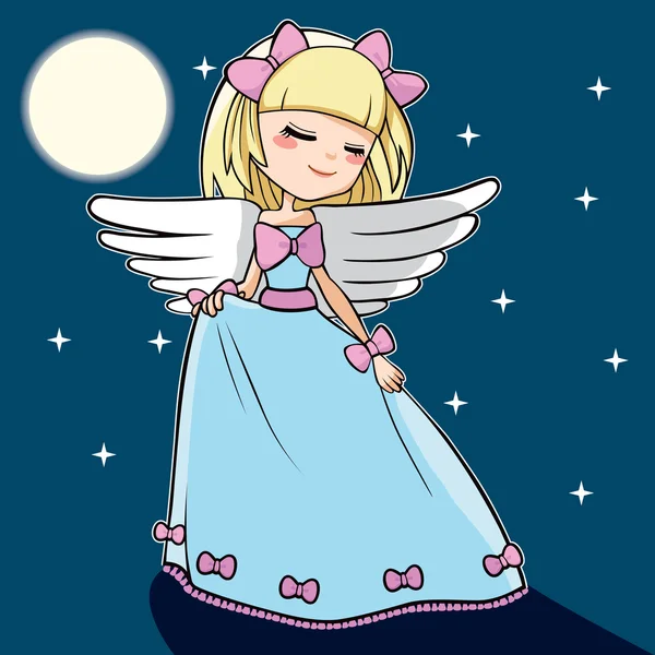 Luna baile ángel — Vector de stock