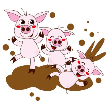 Happy Pigs clipart