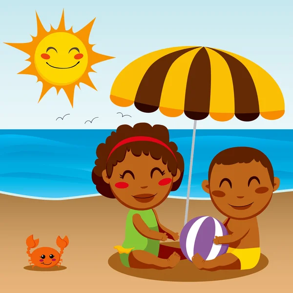Παραλία ευτυχισμένο μωρό — Διανυσματικό Αρχείο