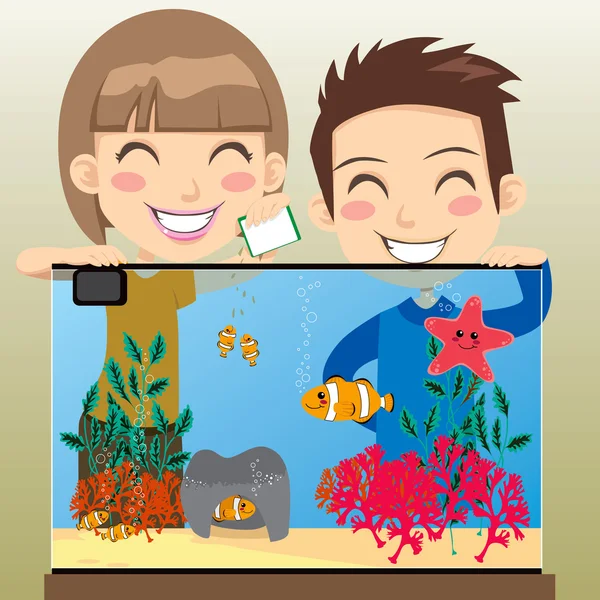 Szczęśliwy akwarium — Wektor stockowy