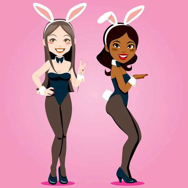 Cute Bunny Girls — Stock Vector