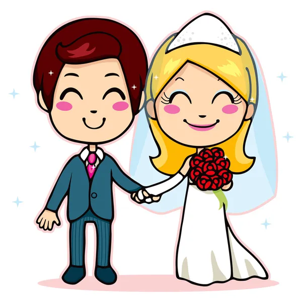 Couple marié tenant la main — Image vectorielle