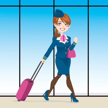 Active Stewardess Walking clipart