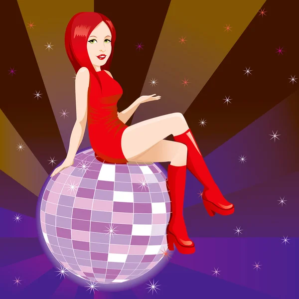Mooie disco vrouw — Stockvector