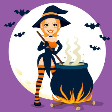 Sexy Witch Cauldron clipart