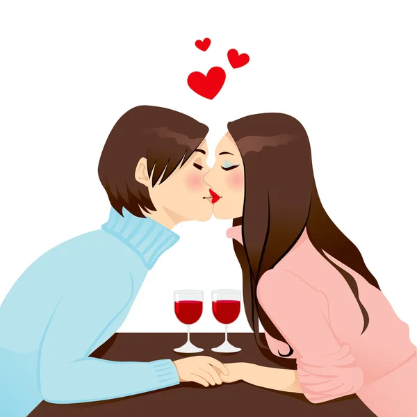 Romantic Dinner Kiss — Stock Vector