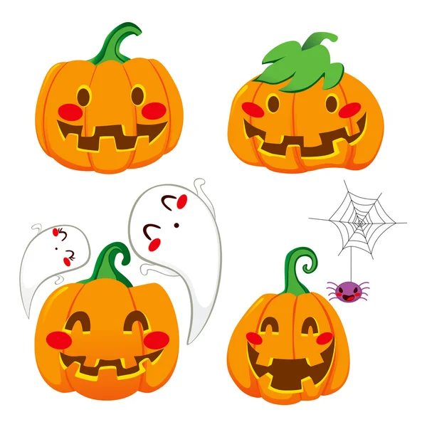 Caras de calabaza graciosas — Vector de stock