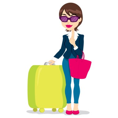 Woman With Luggage clipart