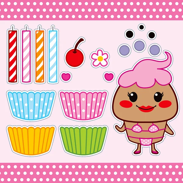Sweet Cupcake Paper Doll — Stock Vector