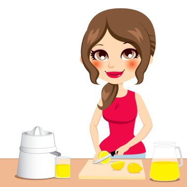 Woman Squeezing Lemons clipart