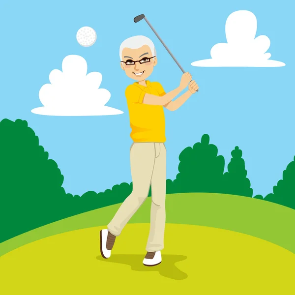 年長のゴルファー — ストックベクタ