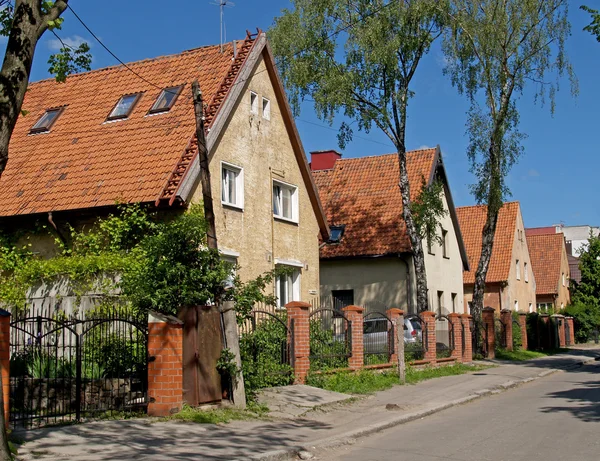 Kaliningrad, russland alte deutsche häuser in der roditelev straße — Stockfoto