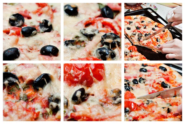 Pizza-Collage — Stockfoto
