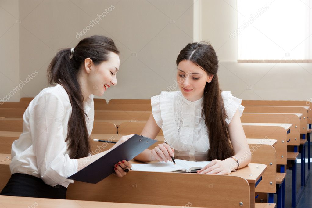Two students talk