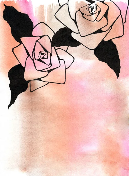 Rosa desenhada à mão — Fotografia de Stock