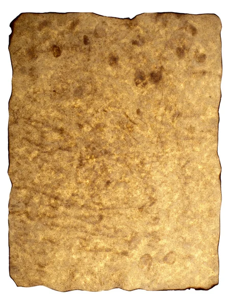 Stary arkusz papieru handmame, podświetlany, na białym tle — Zdjęcie stockowe