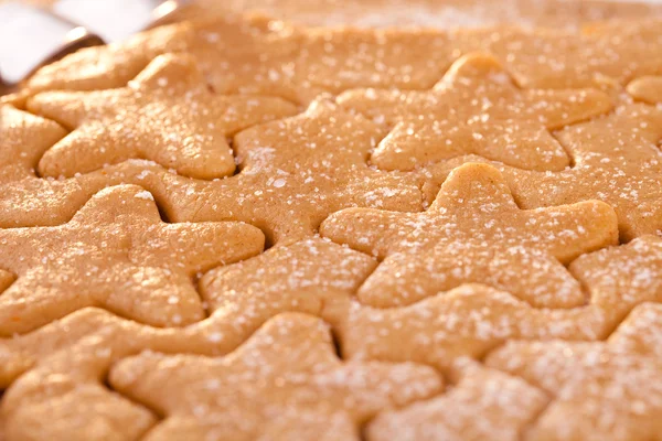 Gingerbread star cookie cuts doug — Stock Photo, Image