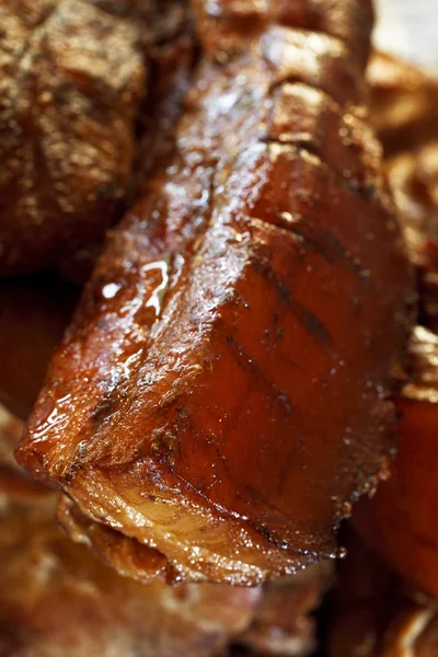 Gerookte gemarineerd varkensvlees vet en vlees, zelfgemaakte — Stockfoto