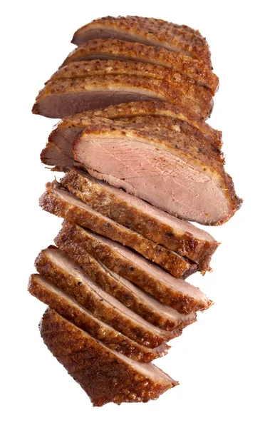 Smoked duck breast fillet, sliced — Stock Photo, Image