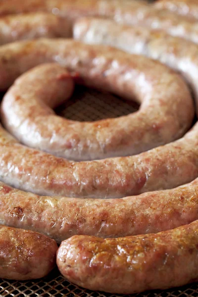 Stock image Homemade pork sausage, spiral baked