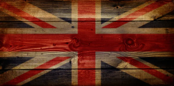 GB Union Jack Drapeau sur fond bois grunge — Photo