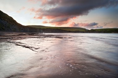 kimmeridge defne gündoğumu peyzaj, dorset, İngiltere