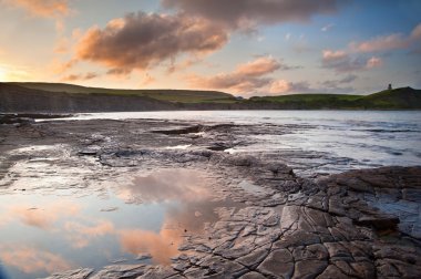 kimmeridge defne gündoğumu peyzaj, dorset, İngiltere