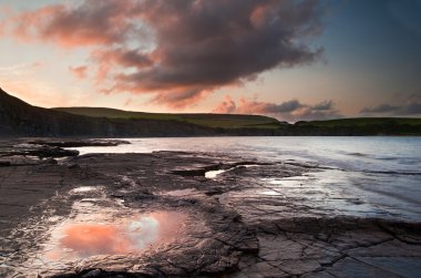 kimmeridge defne gündoğumu peyzaj, dorset, İngiltere