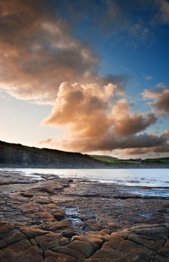 kimmeridge defne gündoğumu peyzaj, dorset, İngiltere