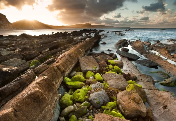 Sunrise oceánu krajina mupe zálivu Jurské pobřeží Anglie — Stock fotografie