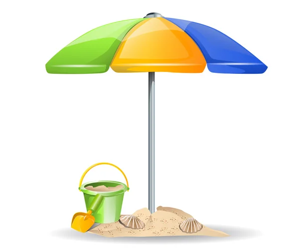 ベクトルビーチのおもちゃと傘 — ストックベクタ