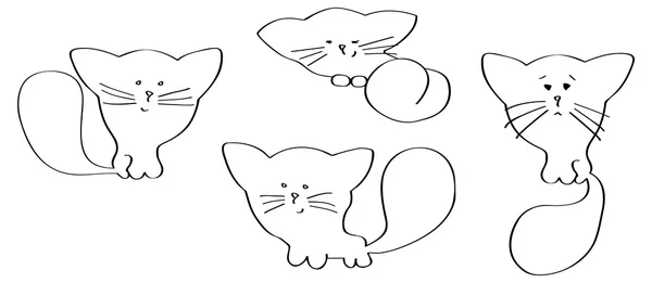 Roztomilý kočka v různých pozicích — Stockový vektor