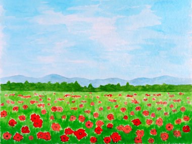 Poppy Flowers Meadow or Summer Landscape clipart