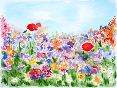 Summer Flowers in Garden or in Park clipart