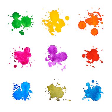 Set of Abstract Drops Watercolor Hand Drawn and Painted clipart