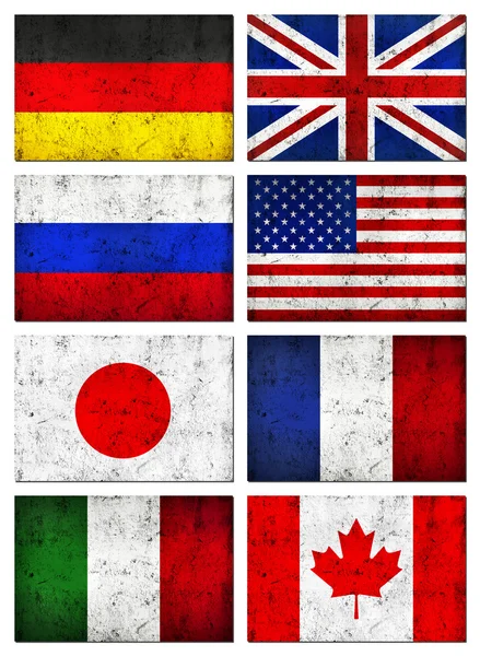Grunge kirli ve yıpranmış büyük 8 (G8) ülke bayrağı — Stok fotoğraf