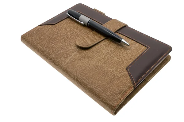 stock image Brown notebook and pen