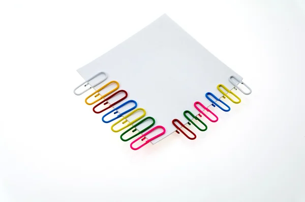 Color paper clips and stickers — Stock Photo, Image
