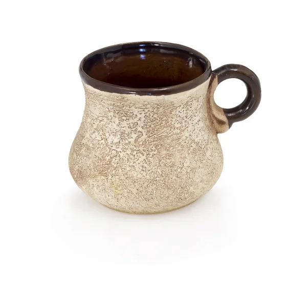 stock image Cup coffee from clay made manually.