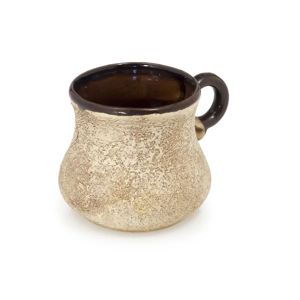 stock image Cup coffee from clay made manually.